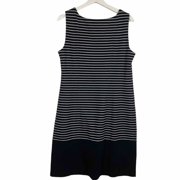 Talbots Black & White Stripe Sheath dress size Medium - Picture 2 of 5